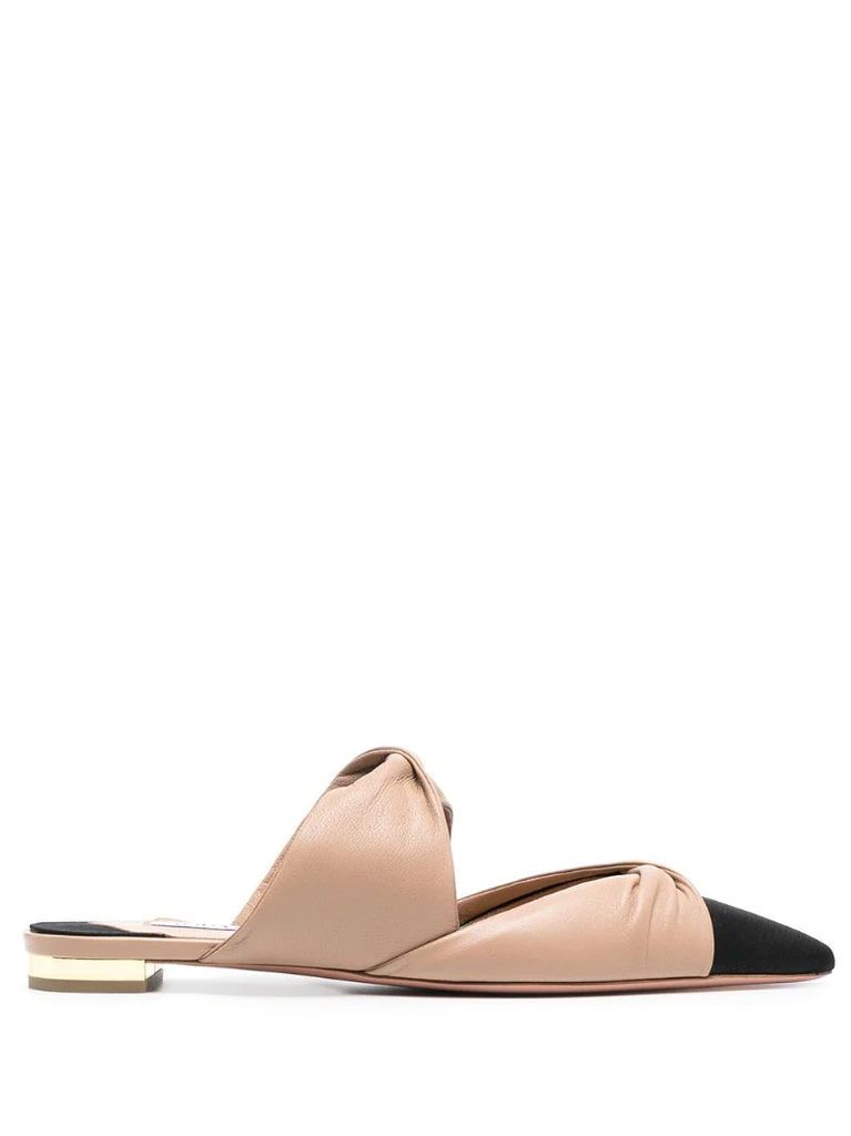 Twist leather flat mules