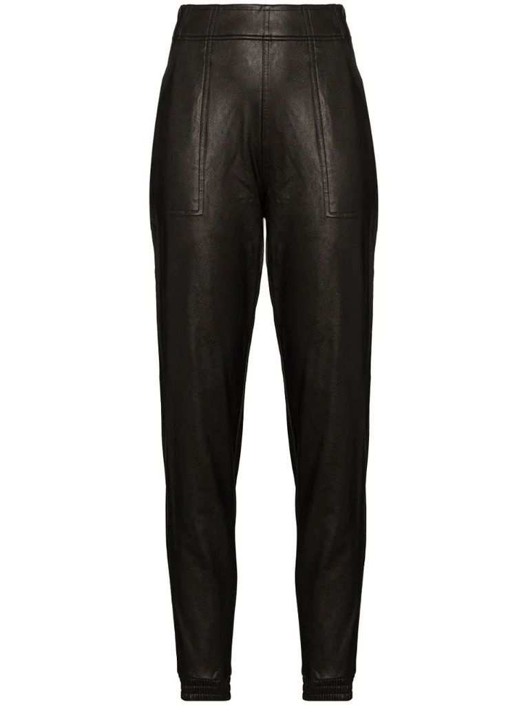 Ike faux-leather track pants
