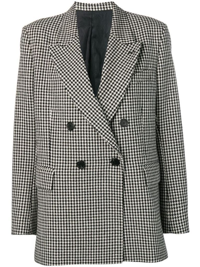 houndstooth double-breasted blazer