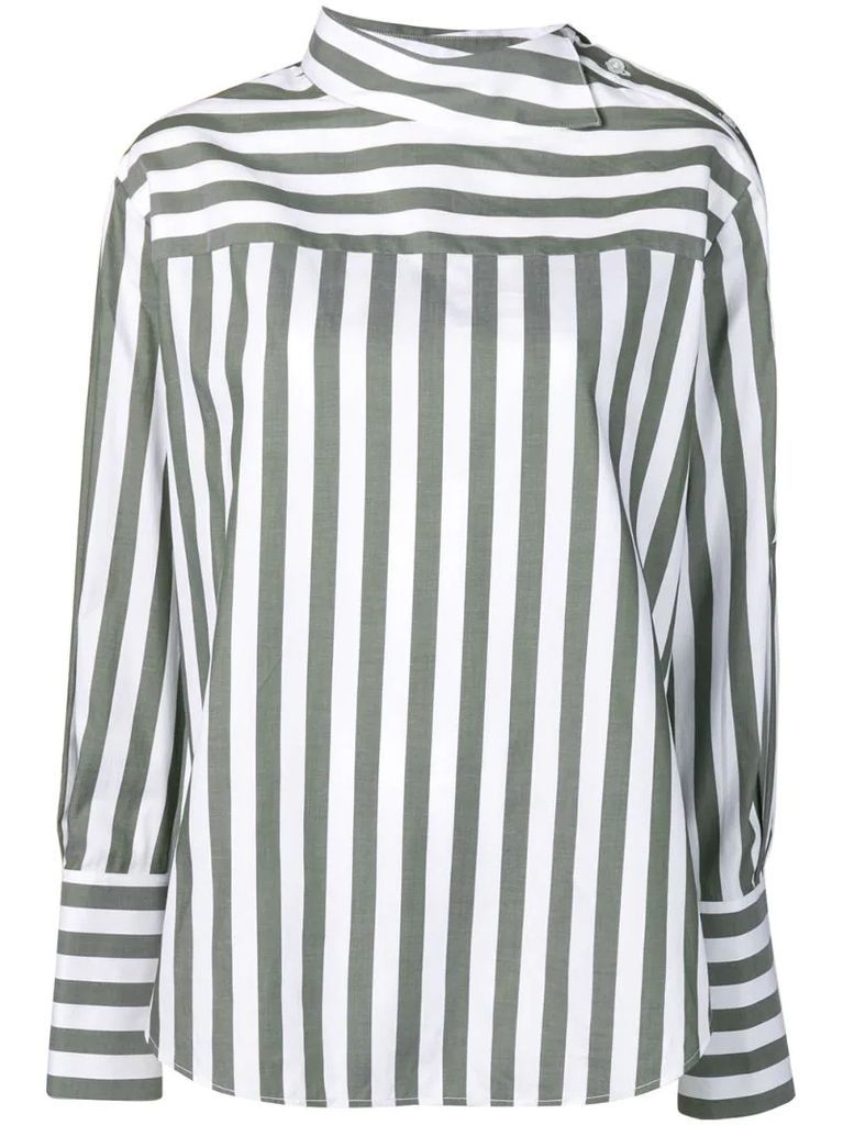 striped shoulder placket shirt