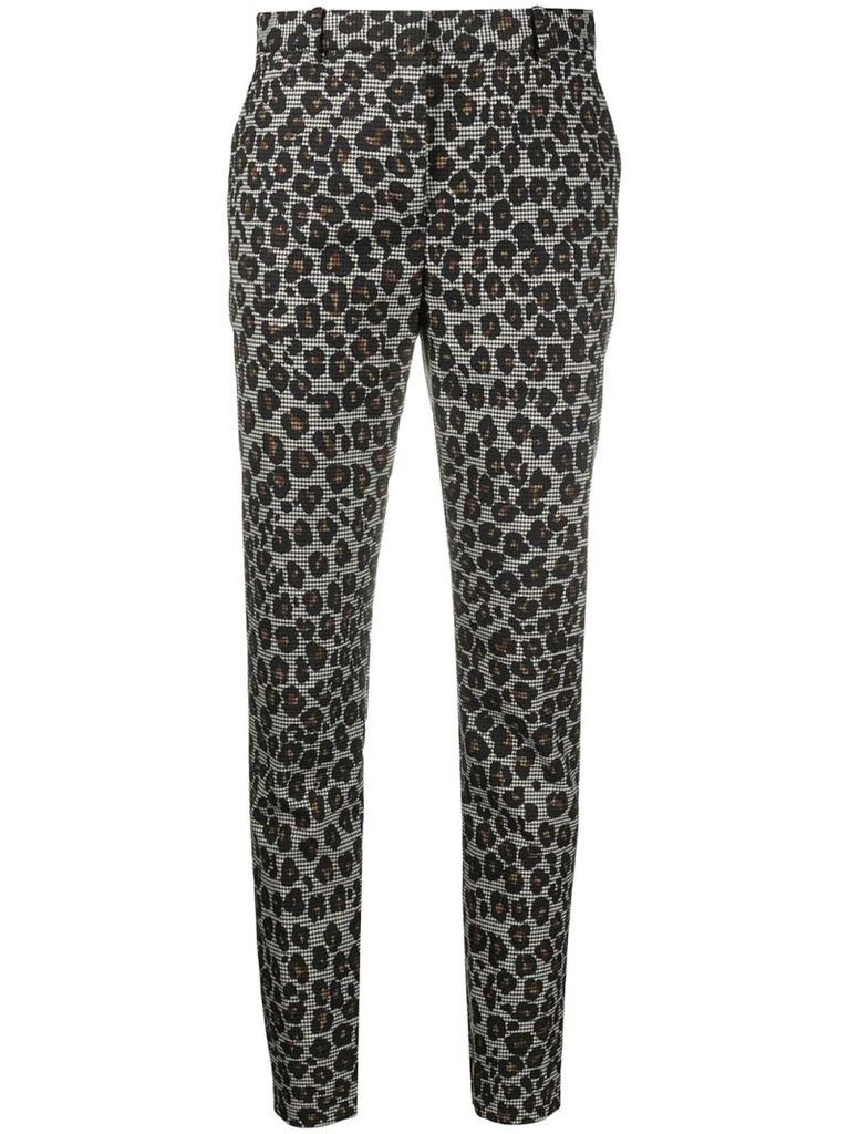 leopard print tailored trousers