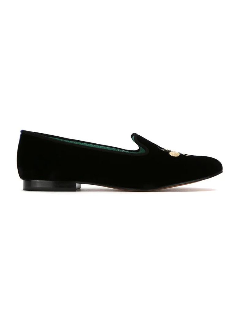 embroidered velvet Bugs loafers