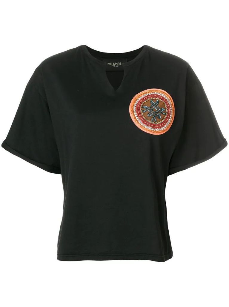 beaded patch T-shirt