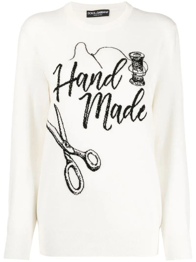 embroidered crew neck sweater