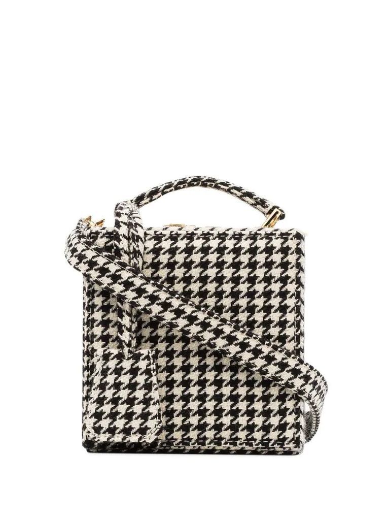 black and white tweed wool box bag