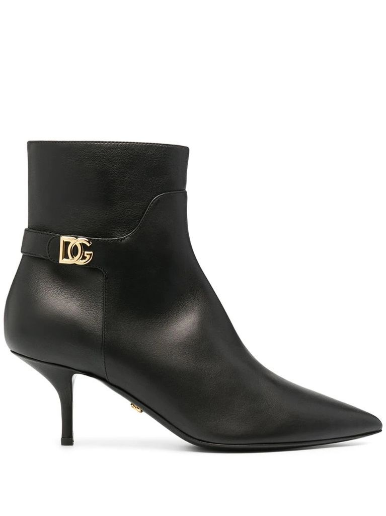logo plaque mid-heel ankle boots