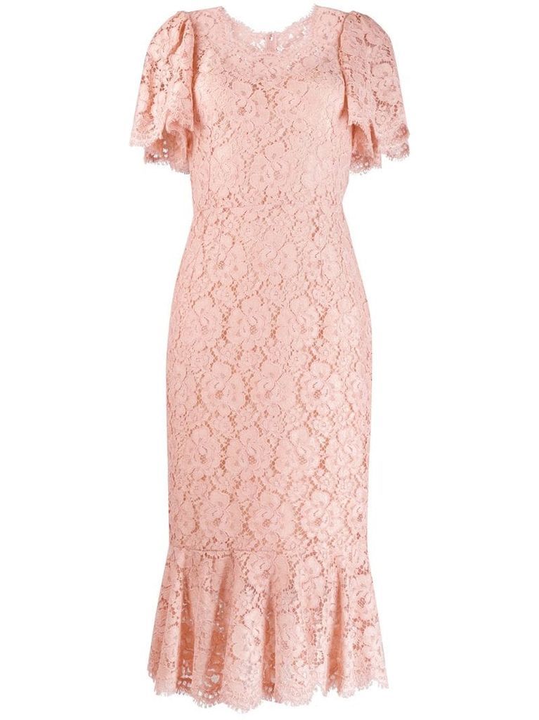 floral lace fitted dress