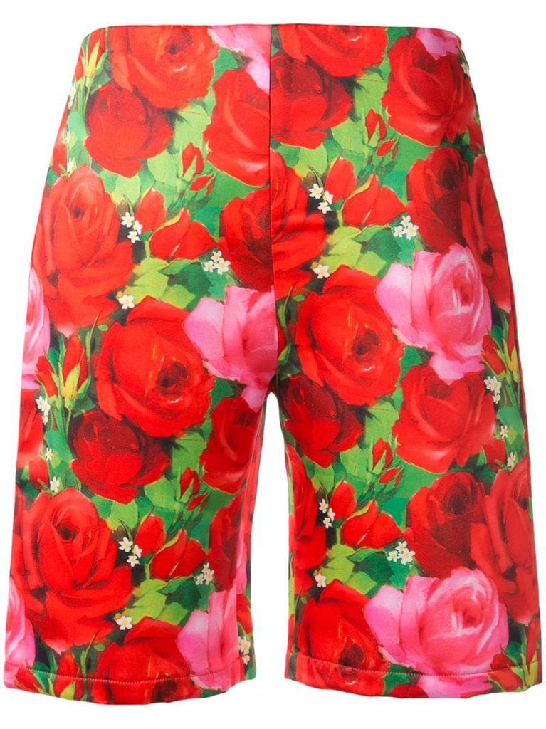tailored rose print shorts