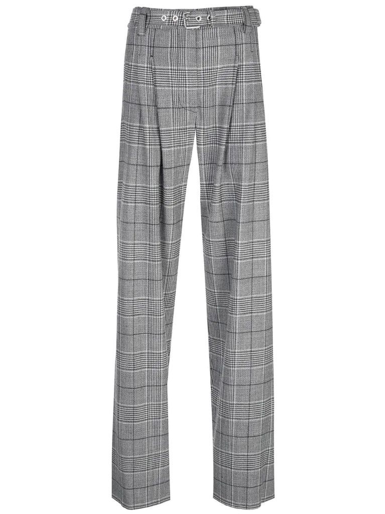 plaid high-waisted trousers