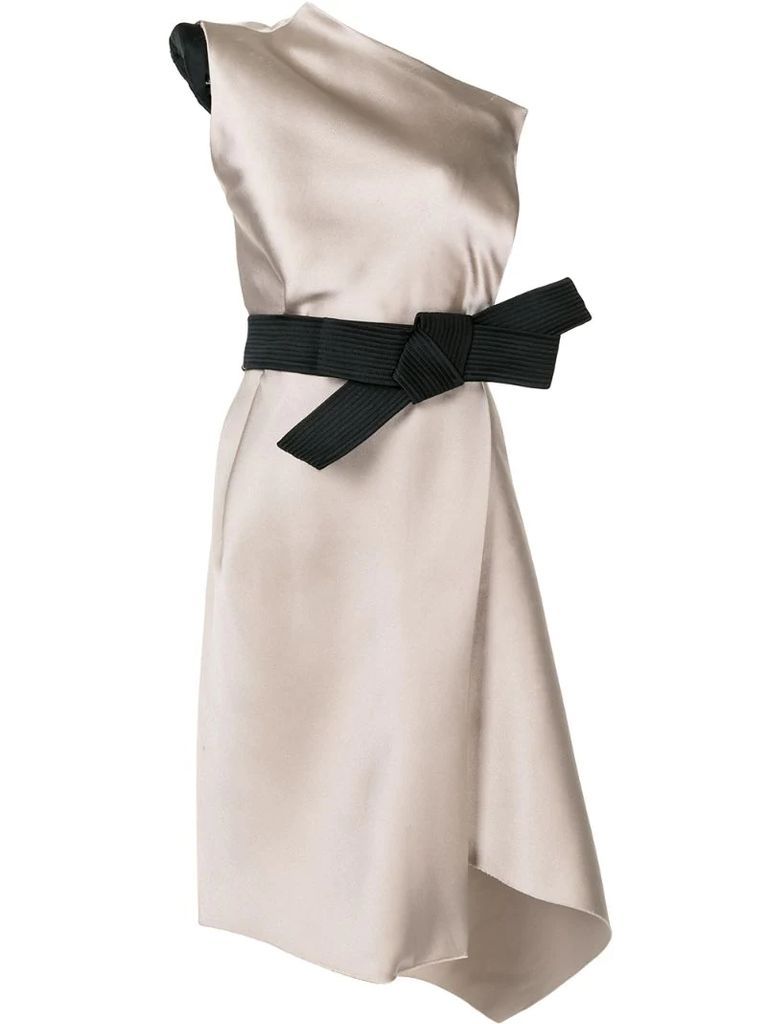 silk one-shoulder cocktail dress