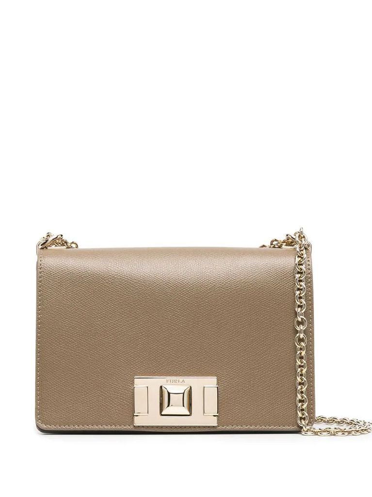 logo-plaque leather crossbody bag