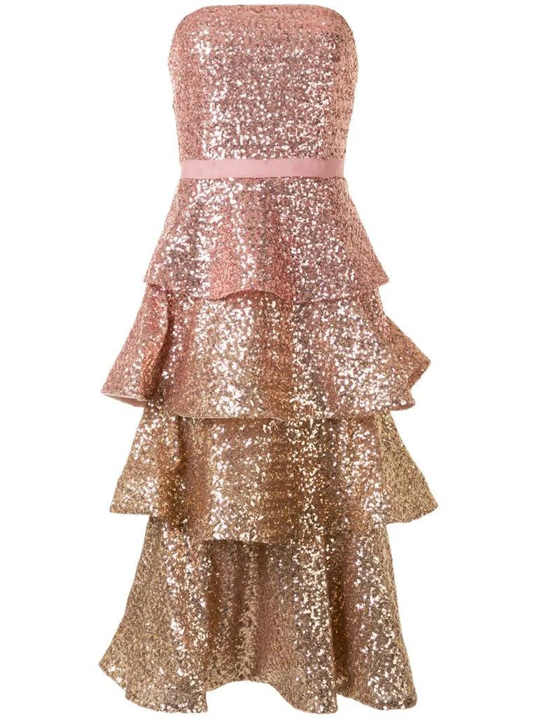 sequined tiered dress