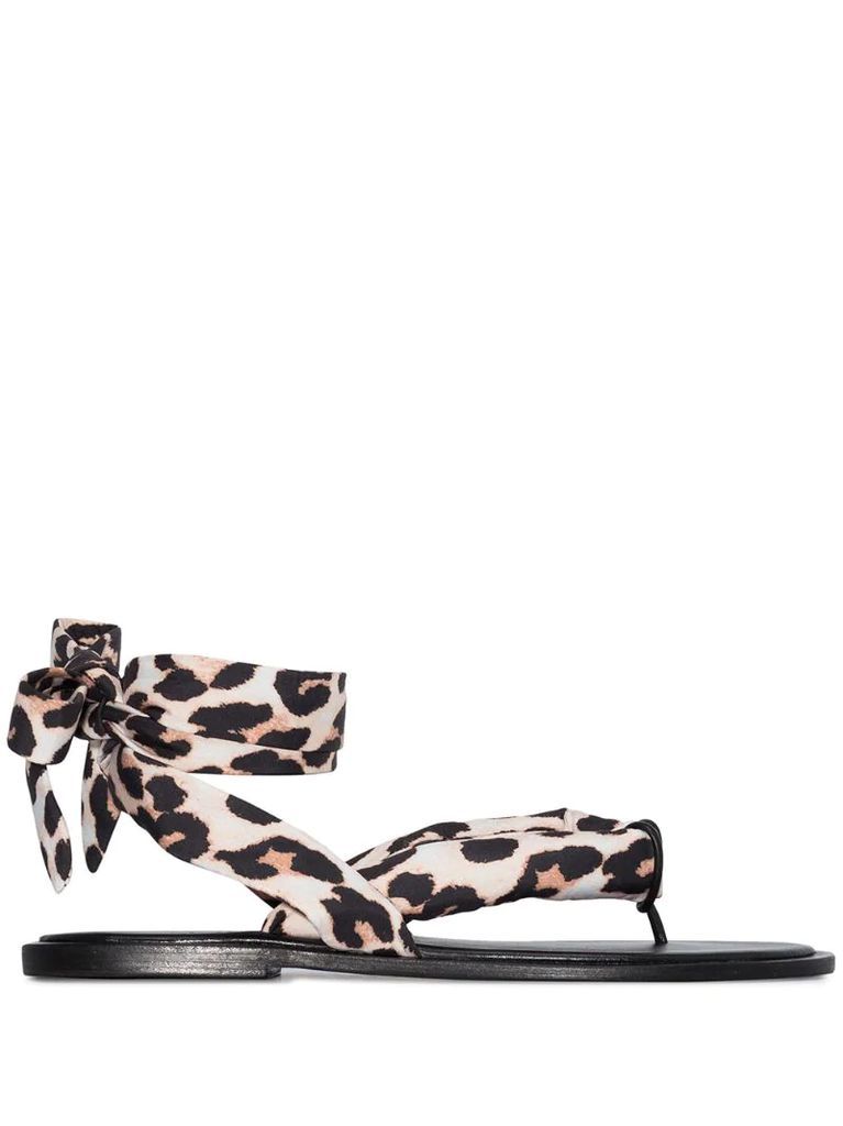 leopard print wrap sandals