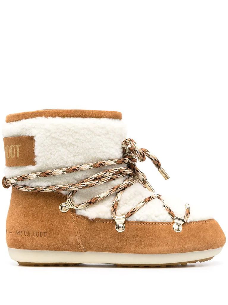 shearling-trimmed lace-up boots