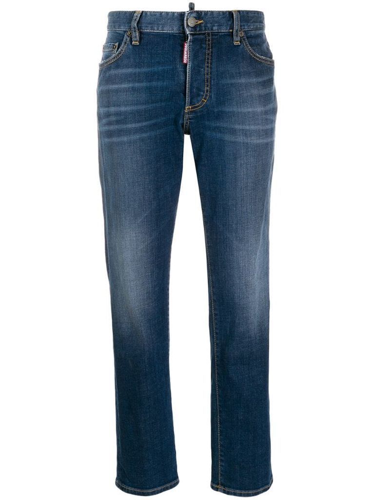 washed cropped jeans