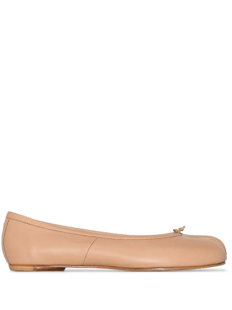 Tabi-toe leather ballerina shoes