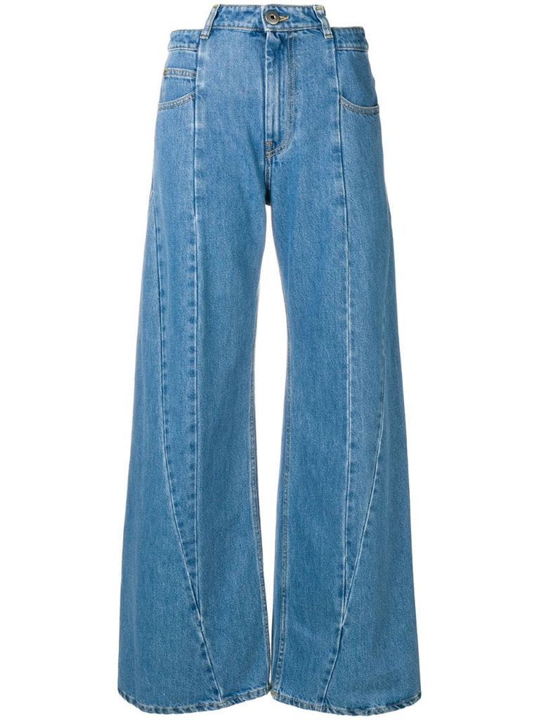 panelled wide leg jeans