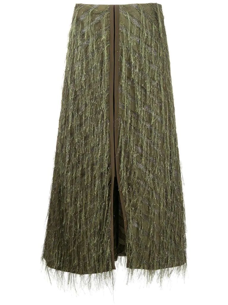 fringed embroidered skirt