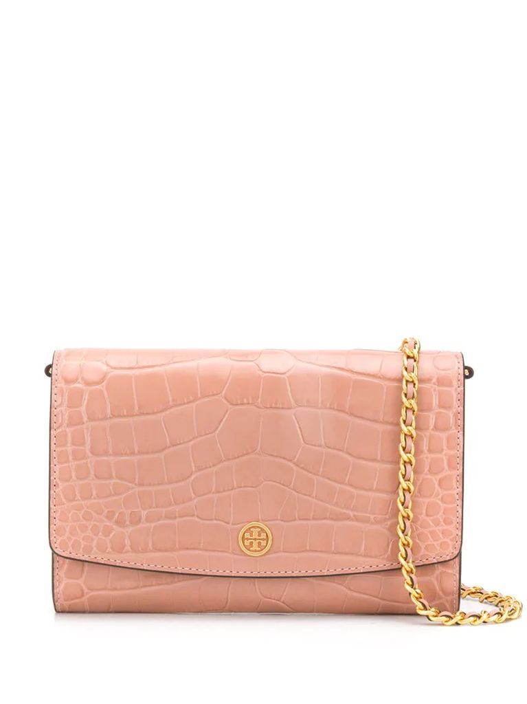 crocodile-embossed crossbody bag