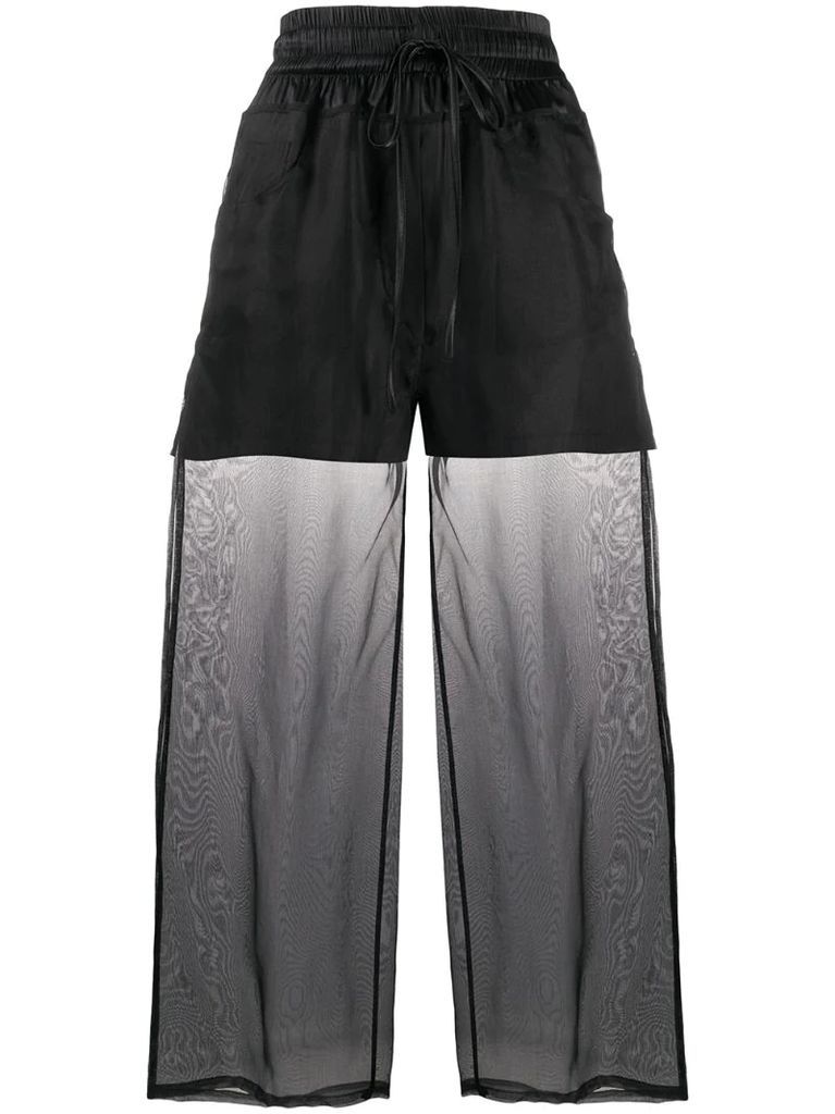 sheer-panel flared trousers