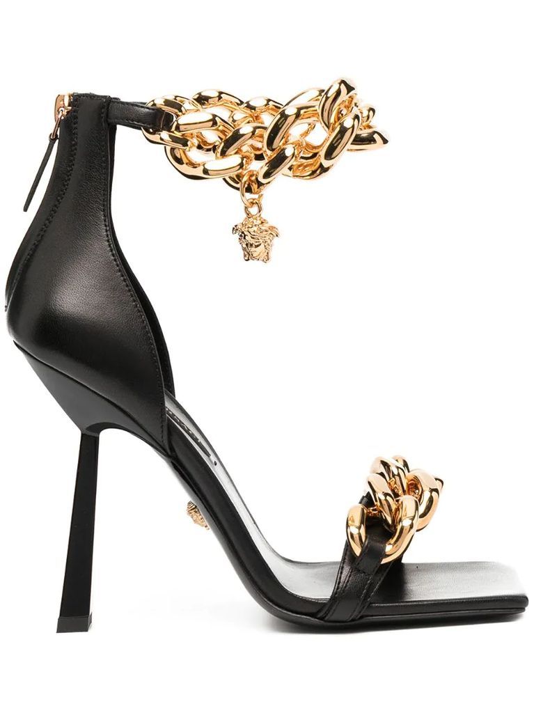 chain-embellished Medusa sandals