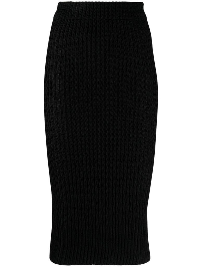 ribbed knit pencil skirt