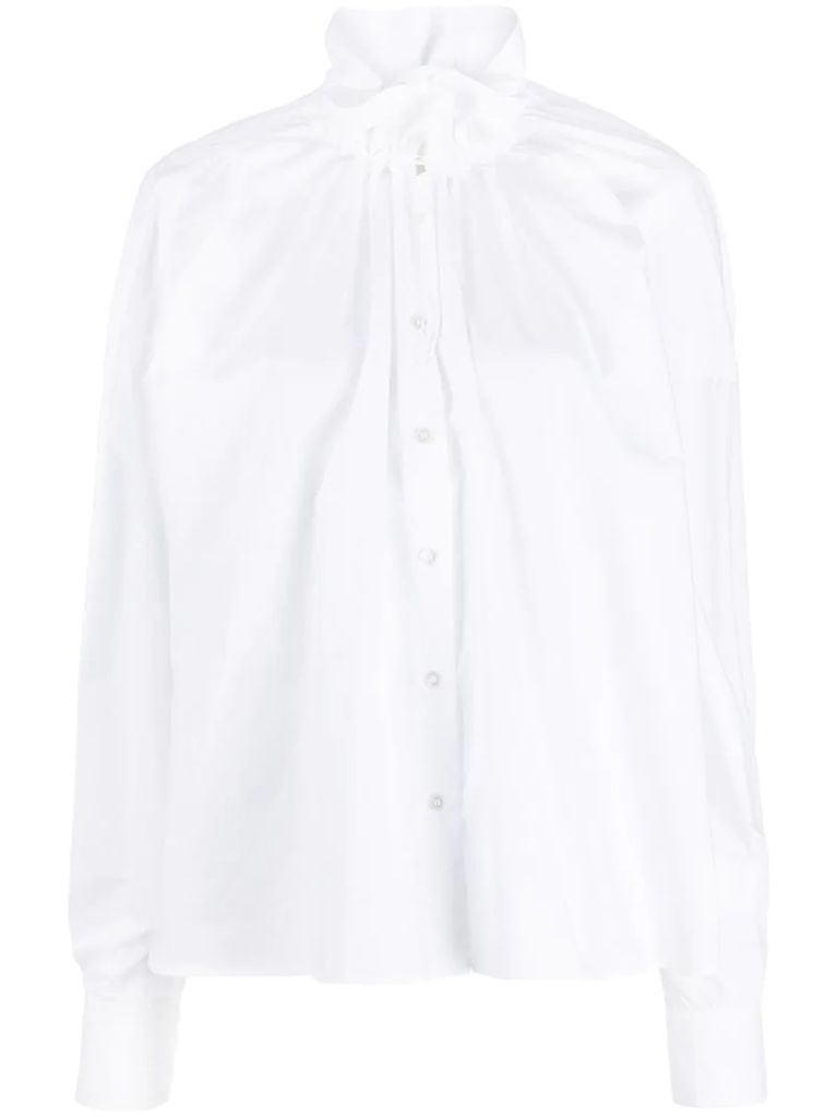 ruched button-up shirt