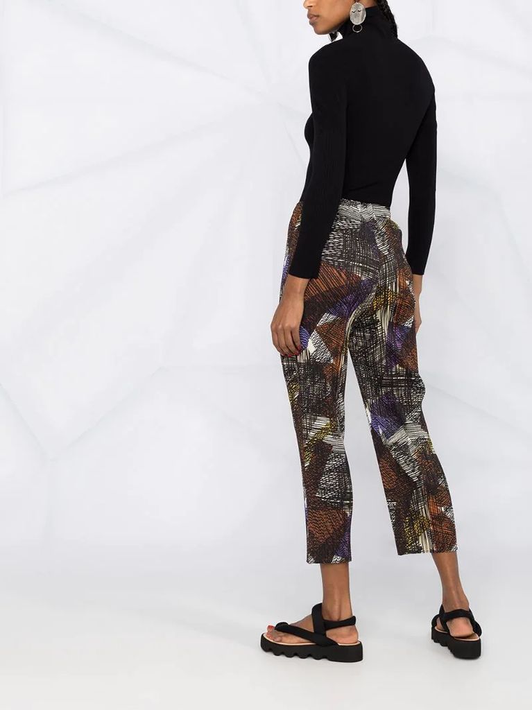 abstract straight-leg trousers
