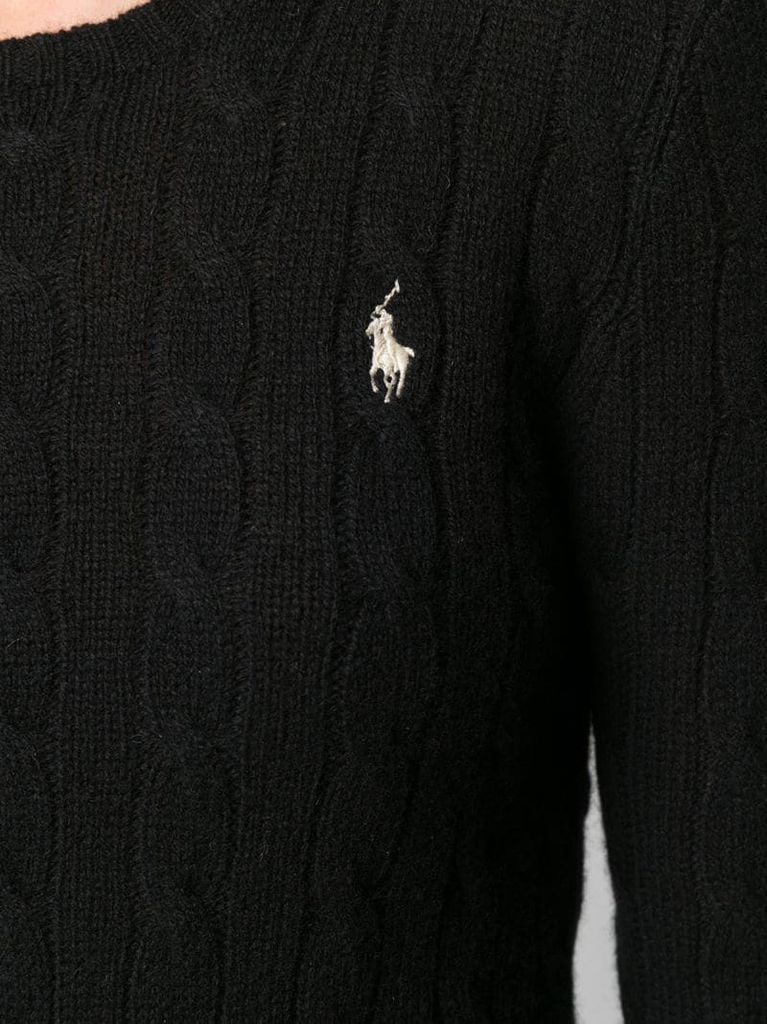 cable-knit slim-fit jumper