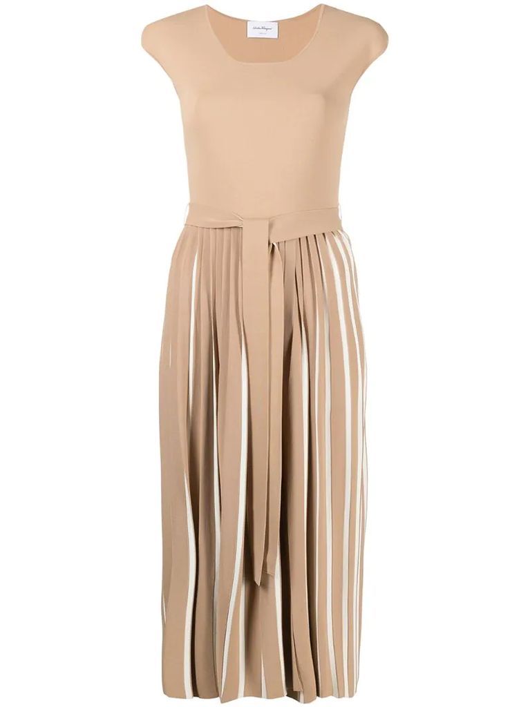 belted pleated dress