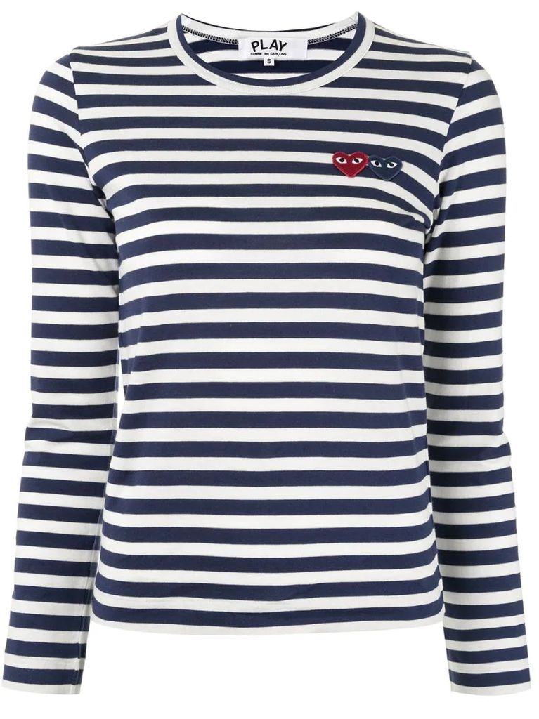 striped-print branded top