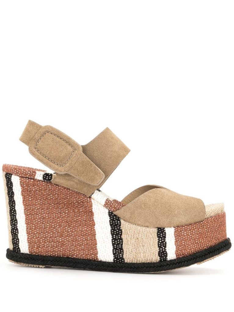 stripe-detail raffia-sole sandals
