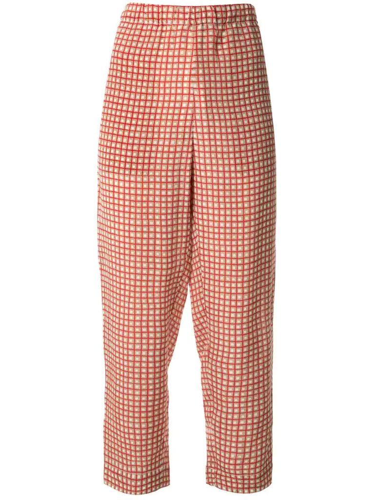 checked cropped trousers