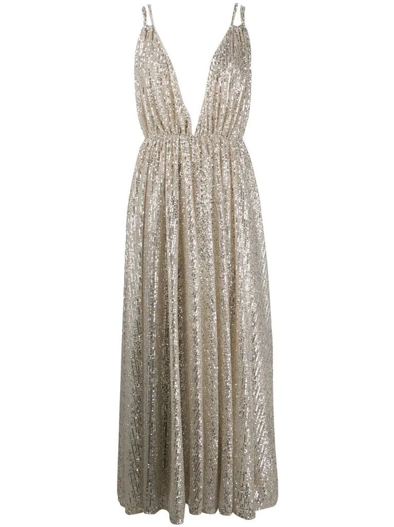 sequinned plunge gown