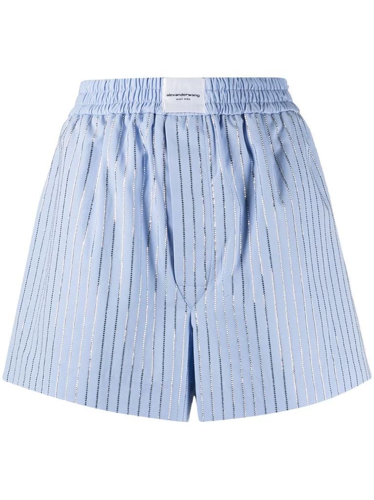 rhinestone-embellished cotton shorts