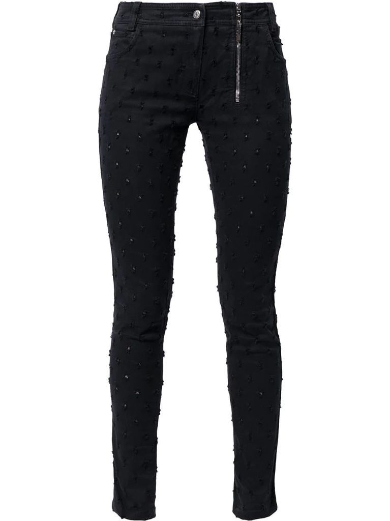 pre-owned embroidered skinny jeans