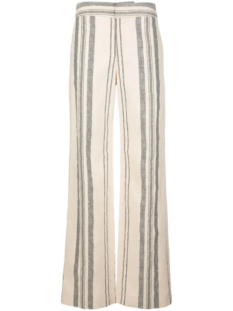 striped print trousers