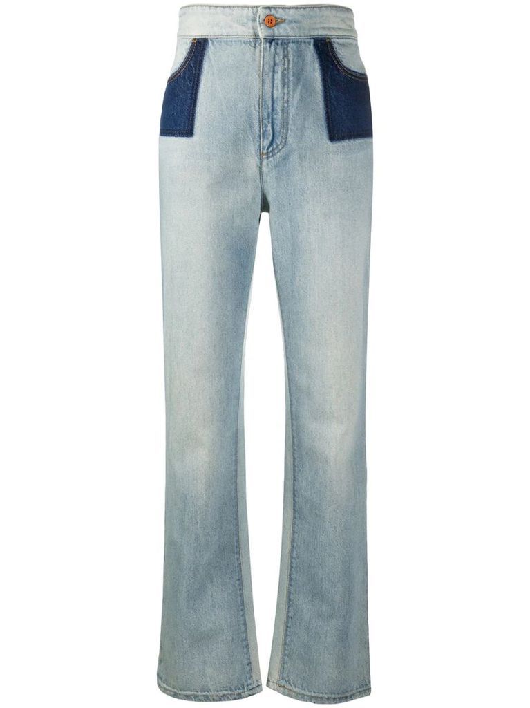 two-tone panel jeans