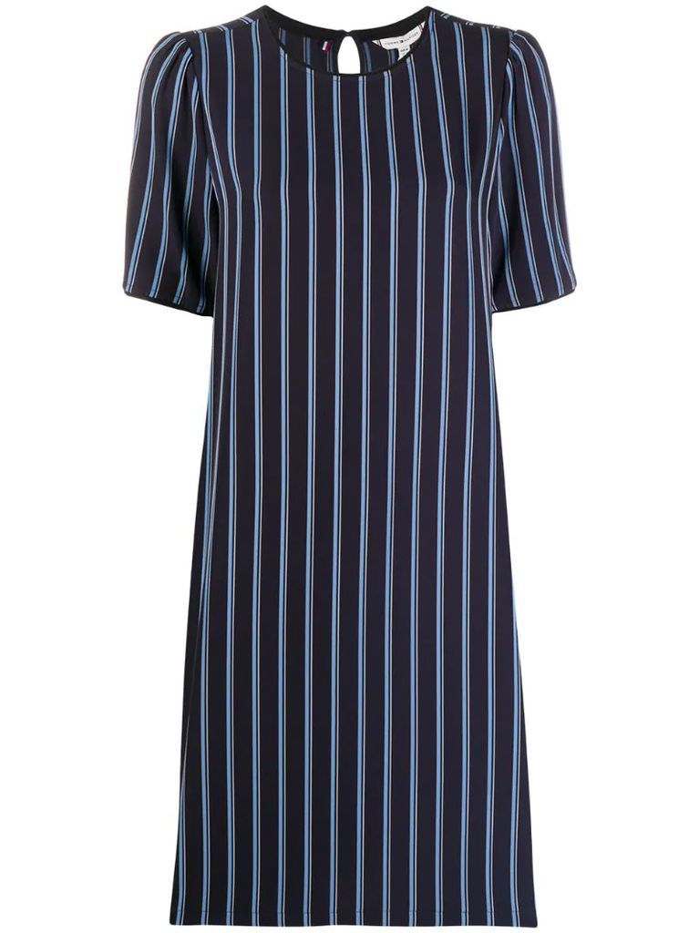 striped-print shift dress