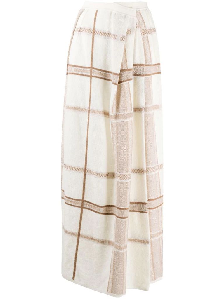 intarsia-knit long skirt