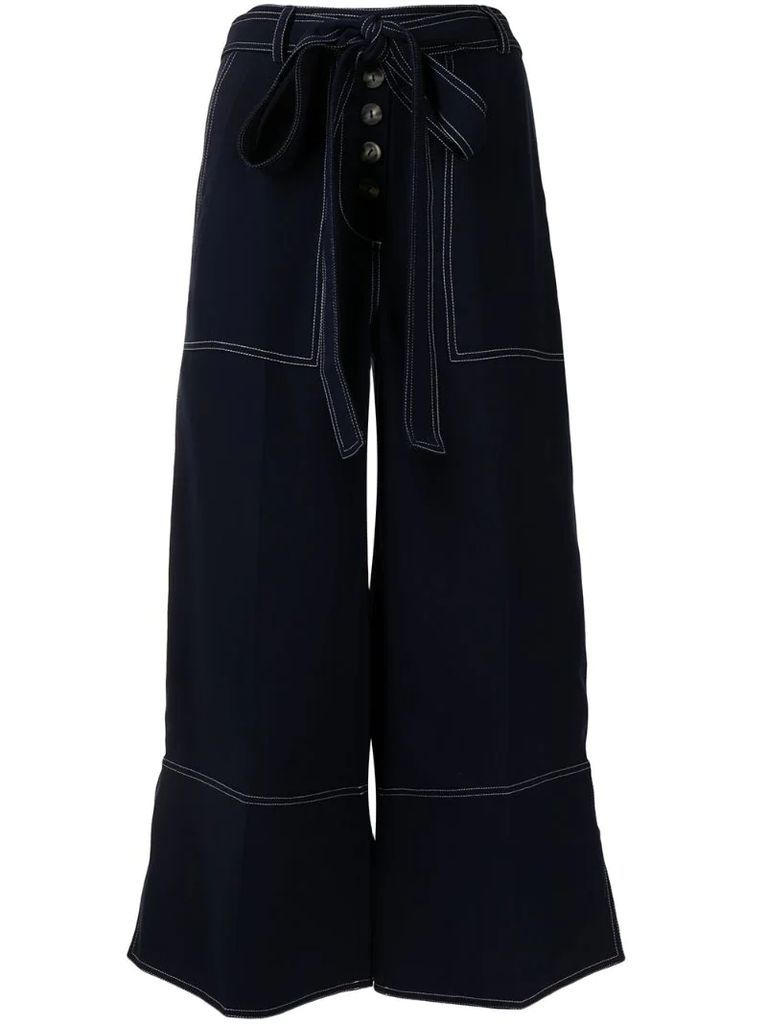 high-rise wide-leg cropped trousers