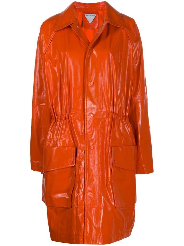 adjustable drawstring waist raincoat