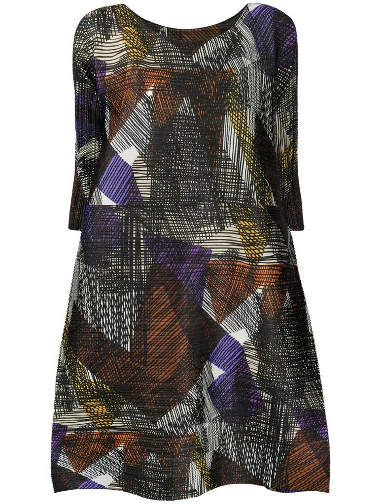 abstract print midi tunic dress