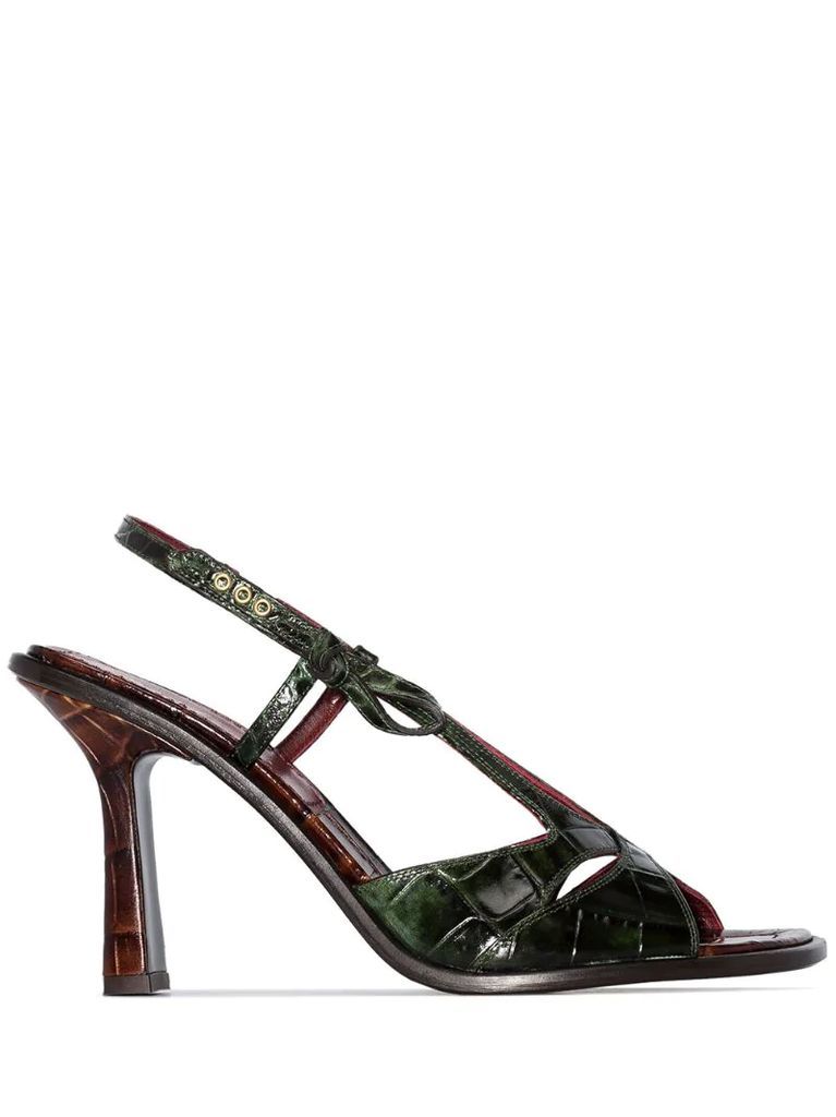 Diana 90mm crocodile-effect leather sandals