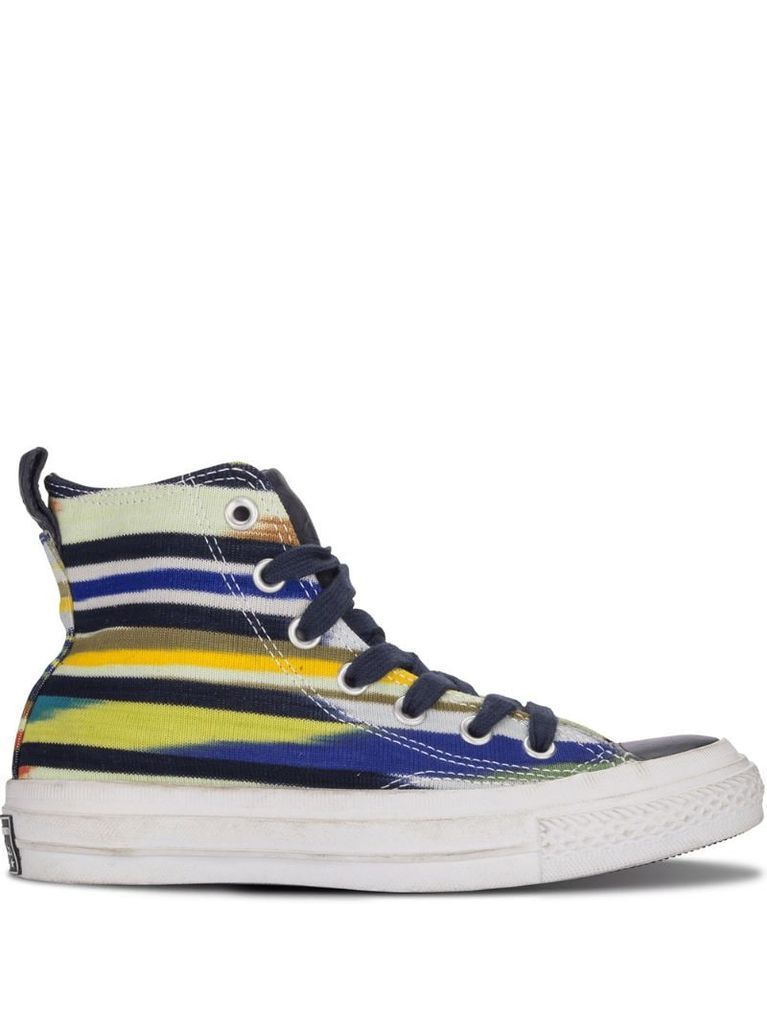 striped high-top sneakers