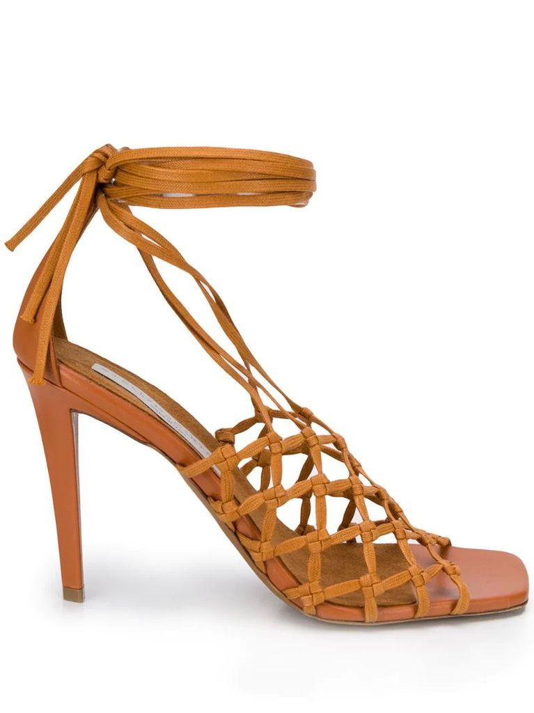ankle-tie lattice sandals