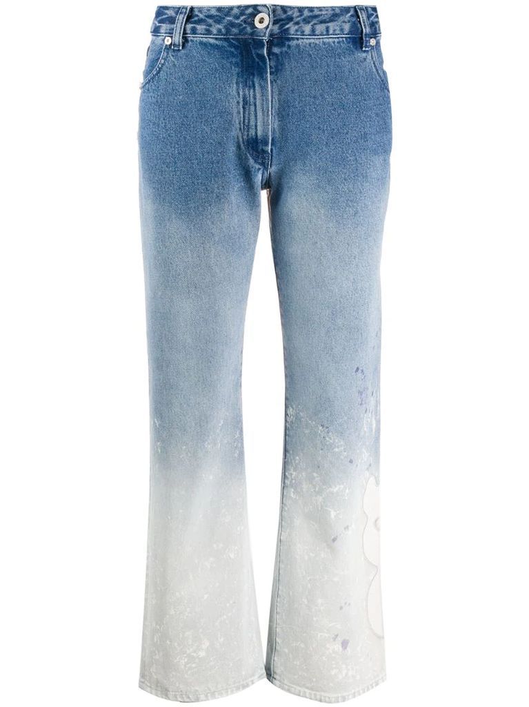 bleach effect straight jeans
