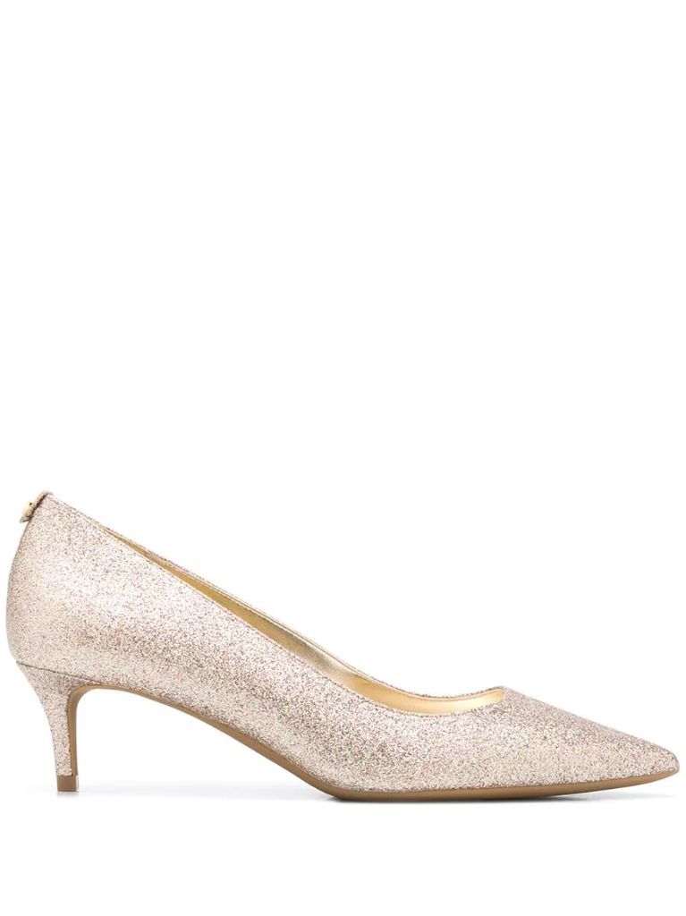 glitter pointed toe pumps