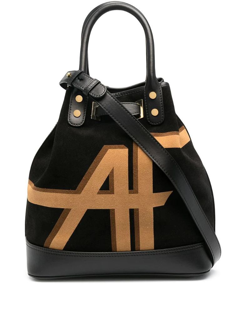 AF logo print suede bucket bag