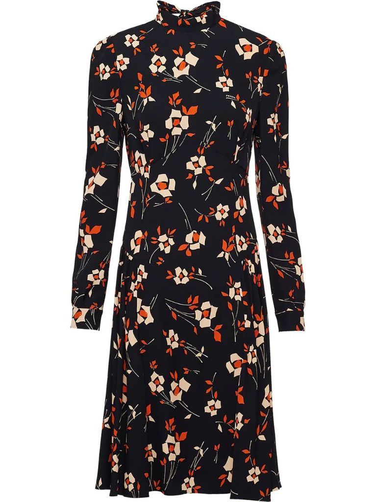 floral-print sablé dress